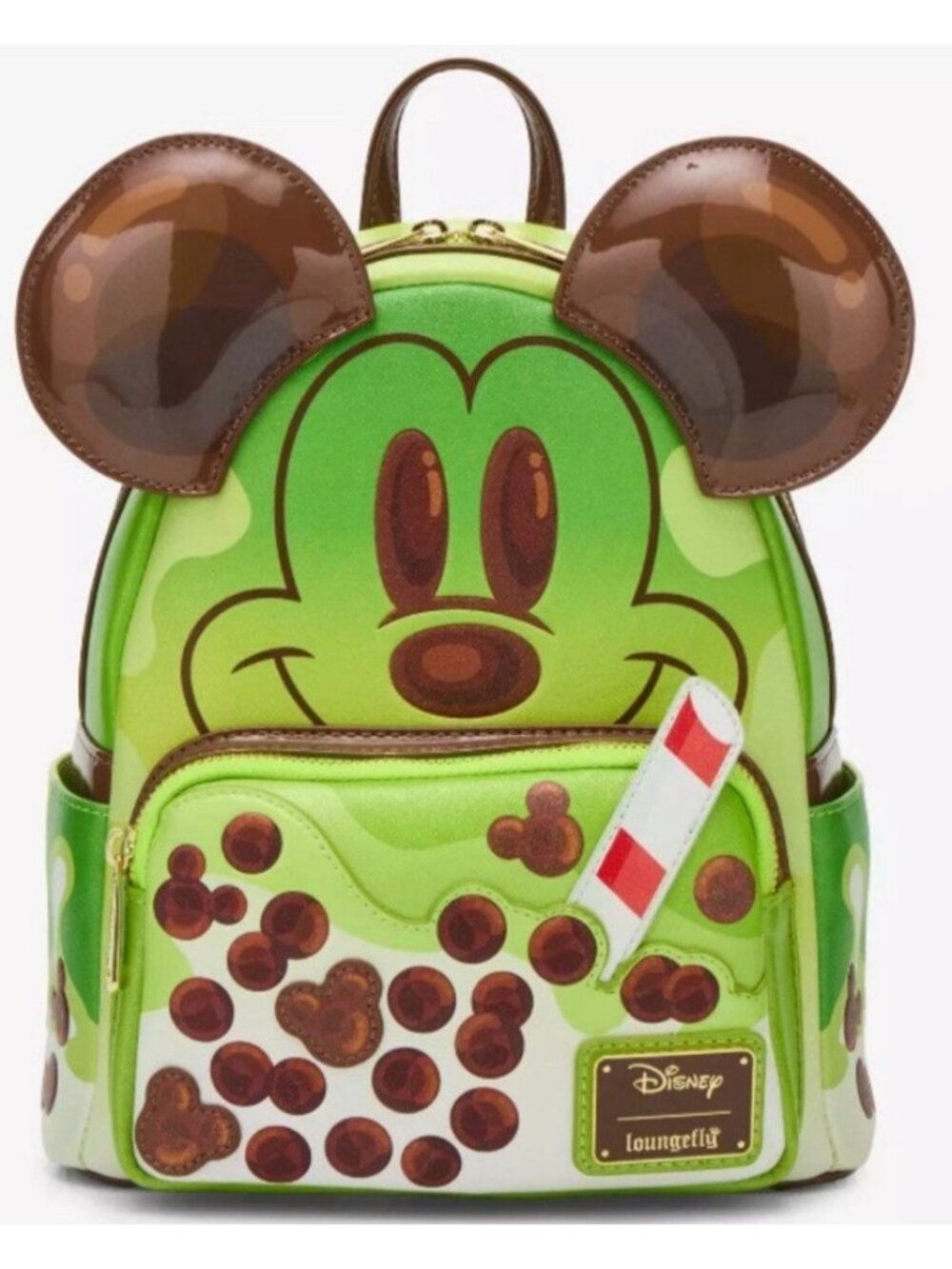 Loungefly Disney Mickey Mouse Boba Tea Green Bubbles Figural Mini Backpack NWT